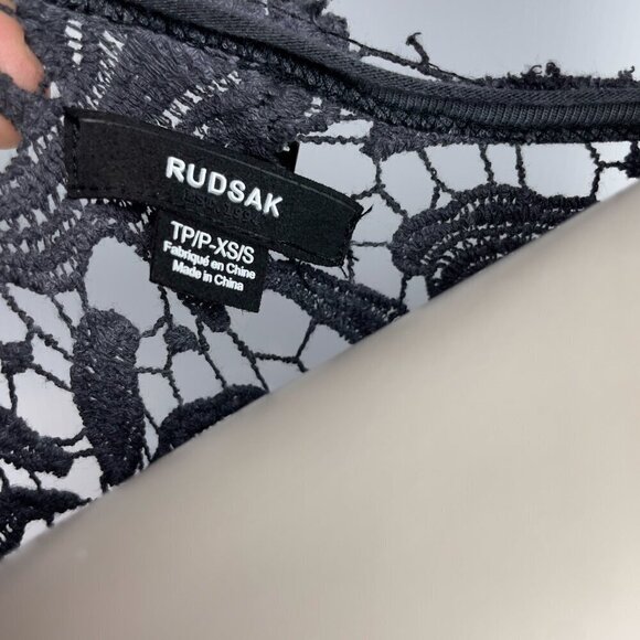 RUDSAK Sheer Back Lace Boho Beach Luxury Maxi Cover up Dress Charcoal sz XS - S - Picture 9 of 14